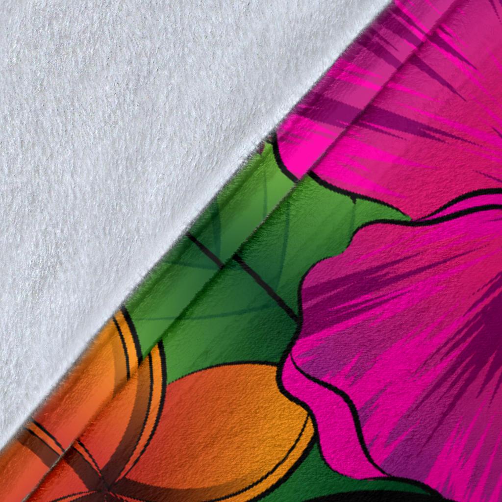 Hawaii Turtle Tribal Map Hibiscus Plumeria Premium Blanket - Polynesian Pride