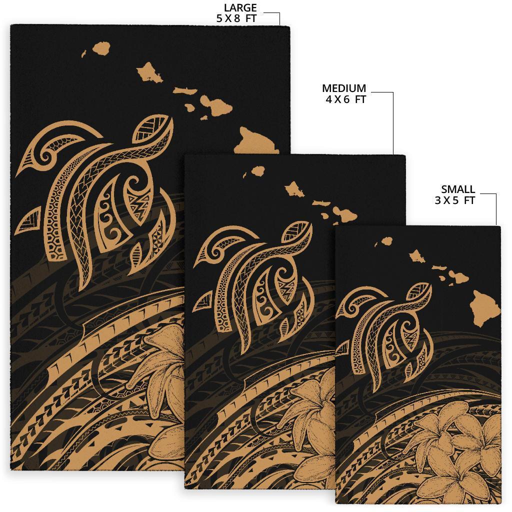 Hawaii Turtle Polynesian Map Plumeria Area Rug AH - Polynesian Pride