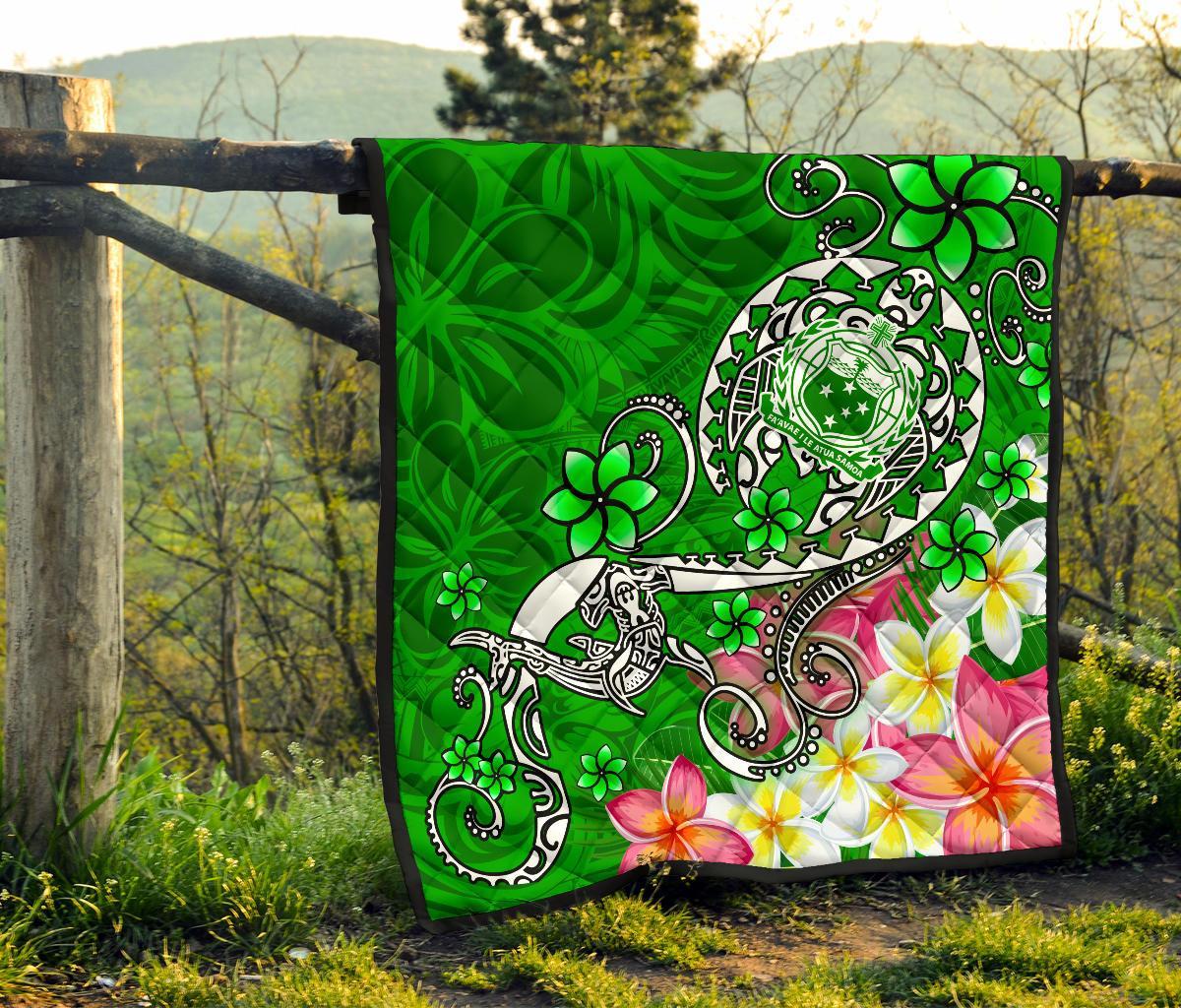Samoa Premium Quilt - Turtle Plumeria (Green) - Polynesian Pride