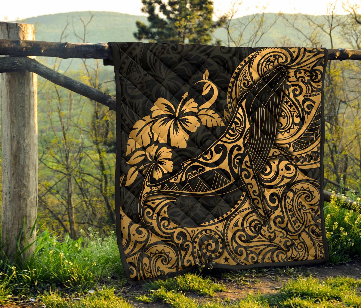 Polynesian Hawaii Premium Quilt - Polynesian Golden Humpback Whale - Polynesian Pride