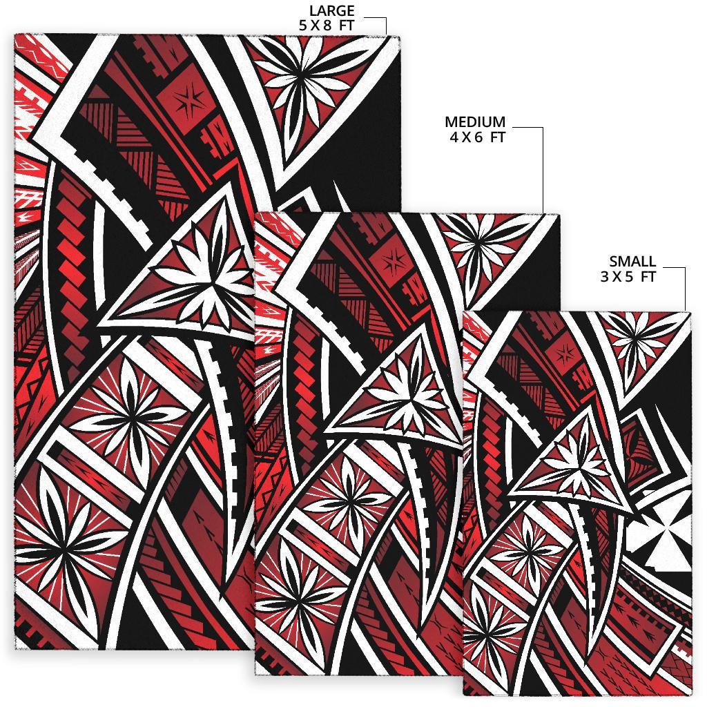 Wallis and Futuna Area Rug - Tribal Flower Special Pattern Red Color - Polynesian Pride