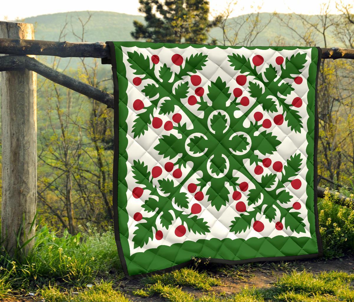 Hawaiian Fresh Fruit Tropical Pattern Premium Quilt - Green - Argu Style - AH - Polynesian Pride