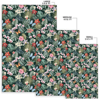 Tropical Plumeria Pattern With Palm Leaves Rug - Polynesian Pride
