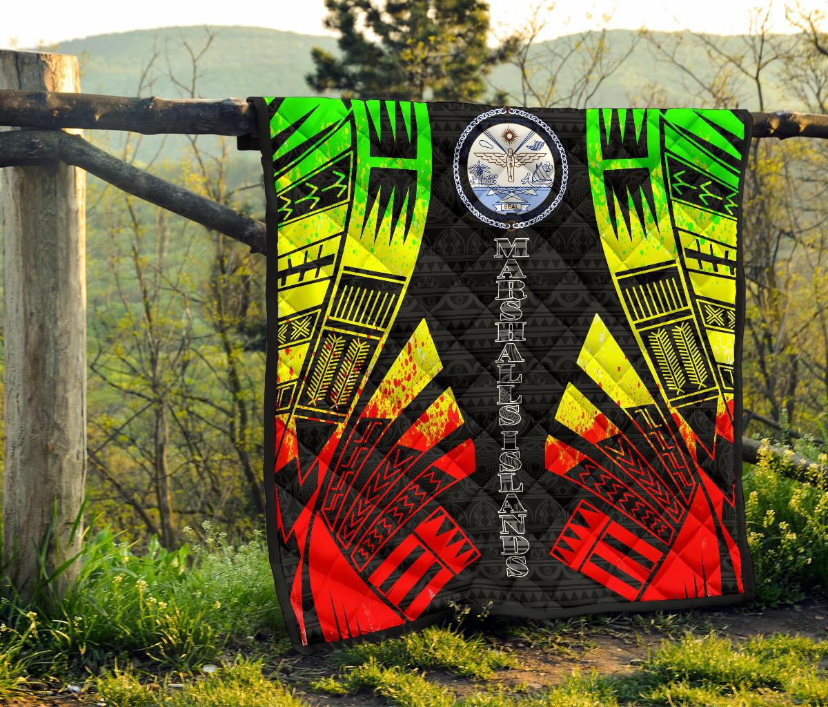 Marshall Islands Premium Quilt - Marshall Islands Seal Polynesian Reggae Tattoo - Polynesian Pride