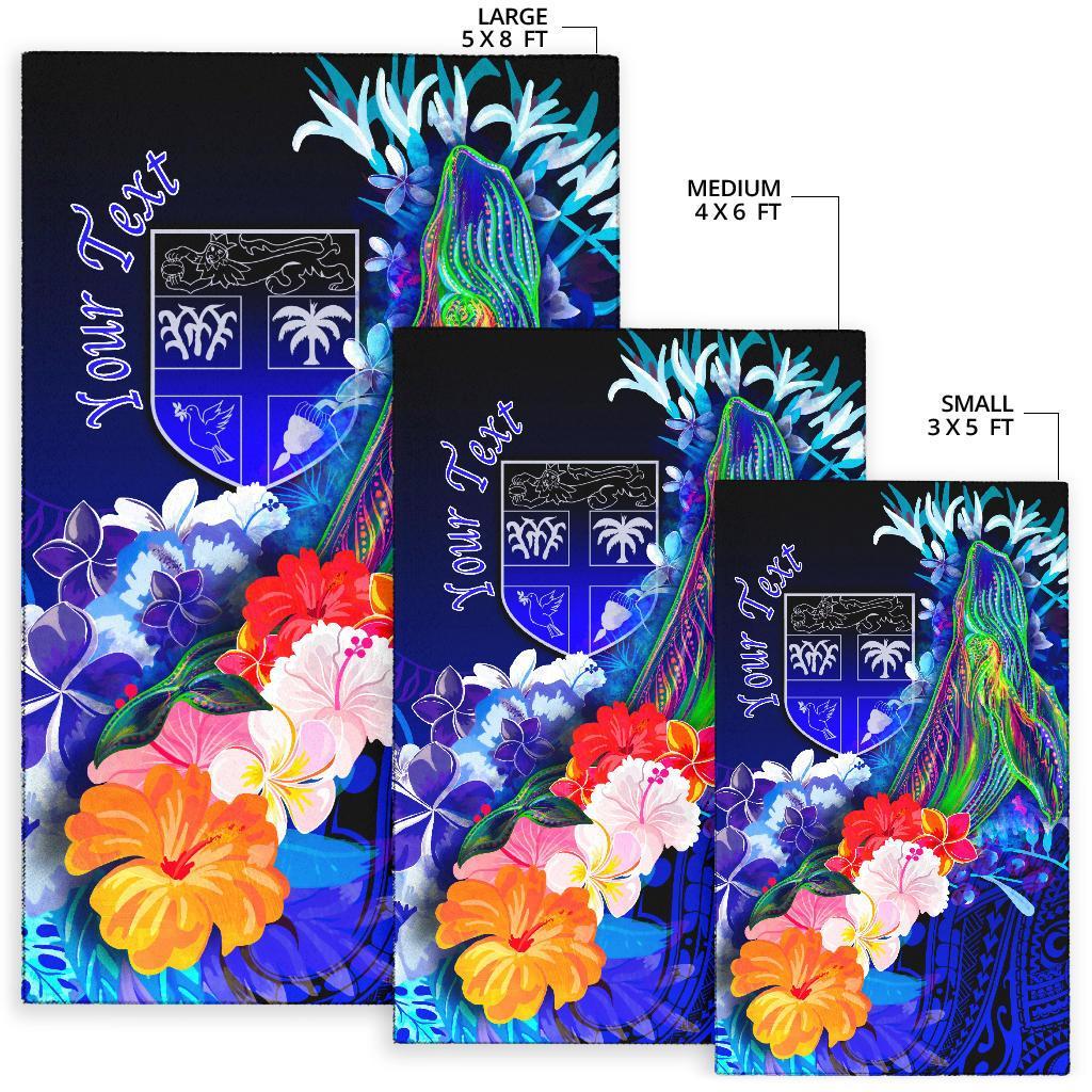 Fiji Custom Personalised Area Rug - Humpback Whale with Tropical Flowe -  Polynesian Pride