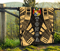 Tonga Premium Quilt - Tonga Coat Of Arms Polynesian Gold Tattoo - Polynesian Pride