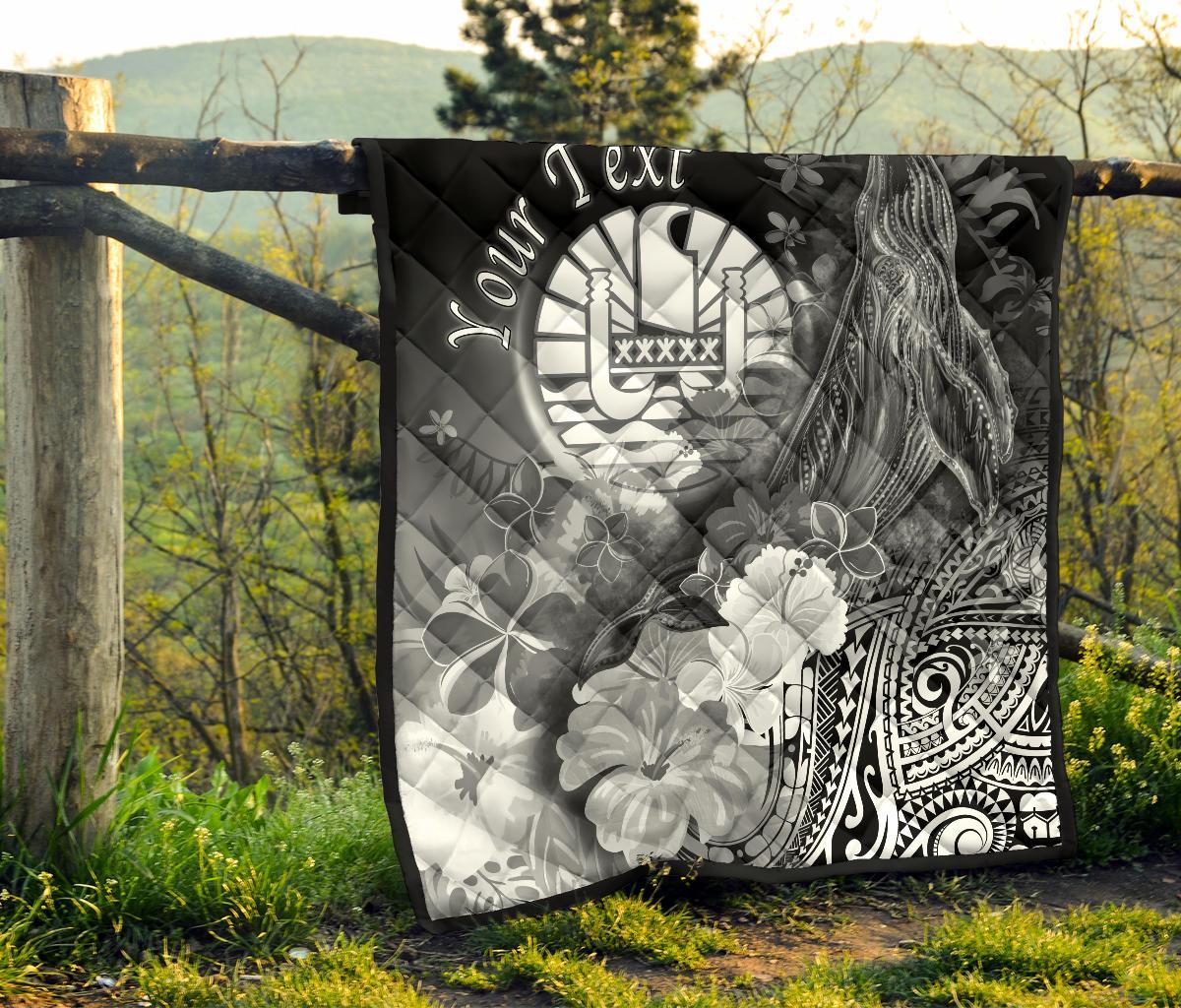 Tahiti Custom Personalised Premium Quilt - Humpback Whale with Tropical Flowers (White) - Polynesian Pride