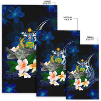 Solomon Islands Polynesian Area Rug - Turtle With Plumeria Flowers - Polynesian Pride