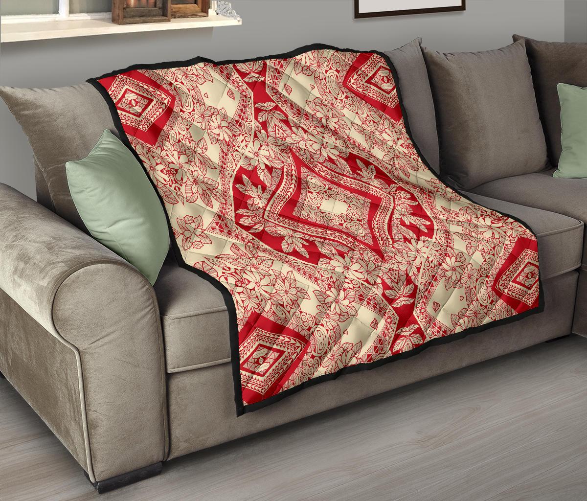 Polynesian Premium Quilt Red And Yellow - Polynesian Pride
