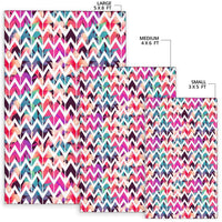 Palm Foliage On Striped Zigzag Rug - Polynesian Pride