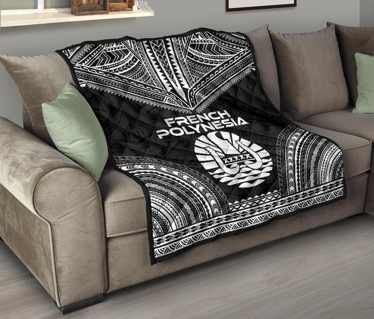 French Polynesia Premium Quilt - French Polynesia Polynesian Chief Black Version - Polynesian Pride