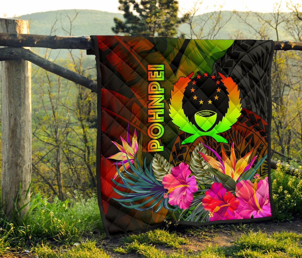 Pohnpei Polynesian Premium Quilt - Hibiscus and Banana Leaves - Polynesian Pride