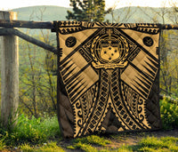 Samoa Polynesian Premium Quilt - Samoa Gold Seal with Polynesian Tattoo - Polynesian Pride