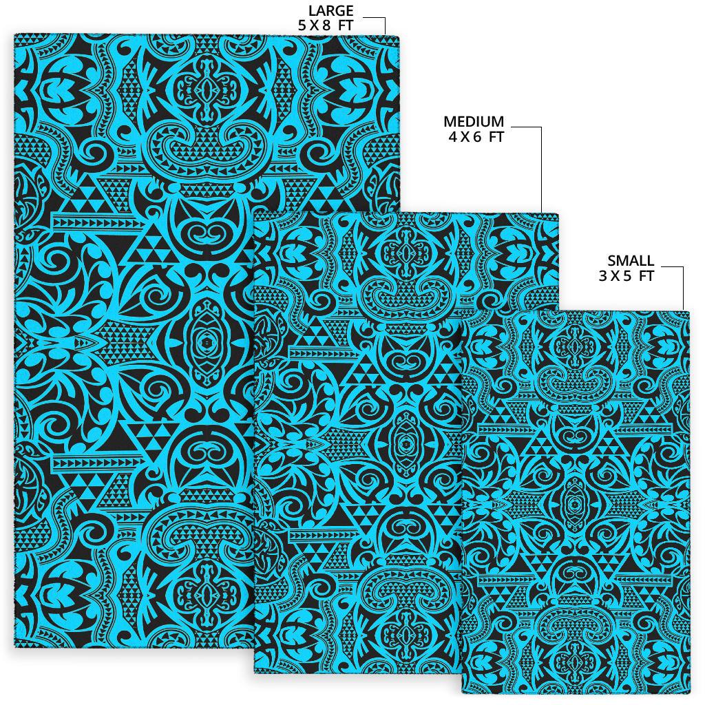 Polynesian Blue And Black Area Rug - Polynesian Pride