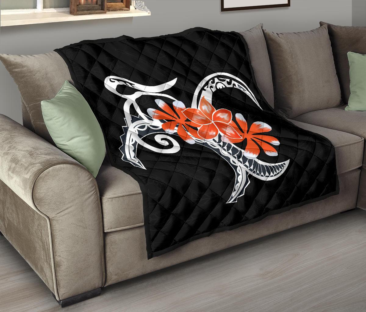 Plumeria Polynesia Orange Premium Quilt - Polynesian Pride