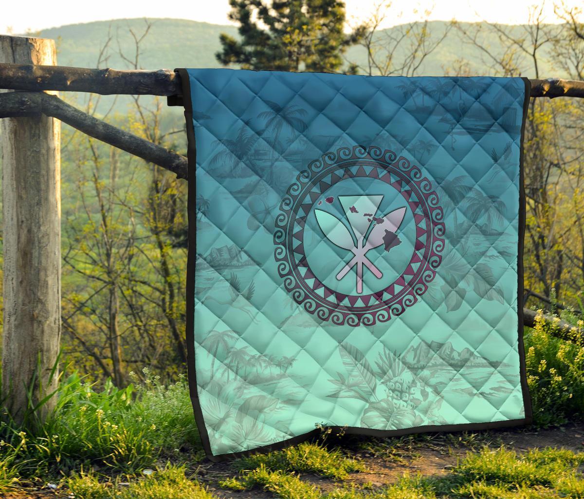 Hawaiian Map Kanaka Vintage Tropical Premium Quilt - Polynesian Pride