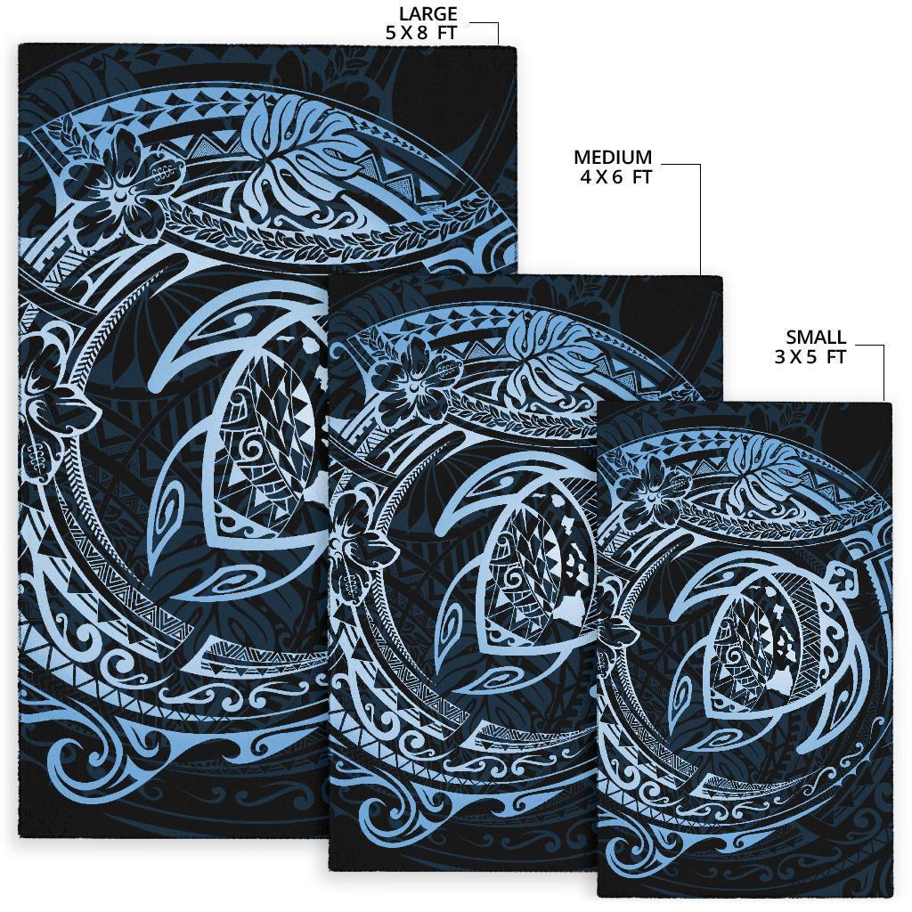Hawaiian Map Turtle Polynesian Circle Rug AH - Polynesian Pride