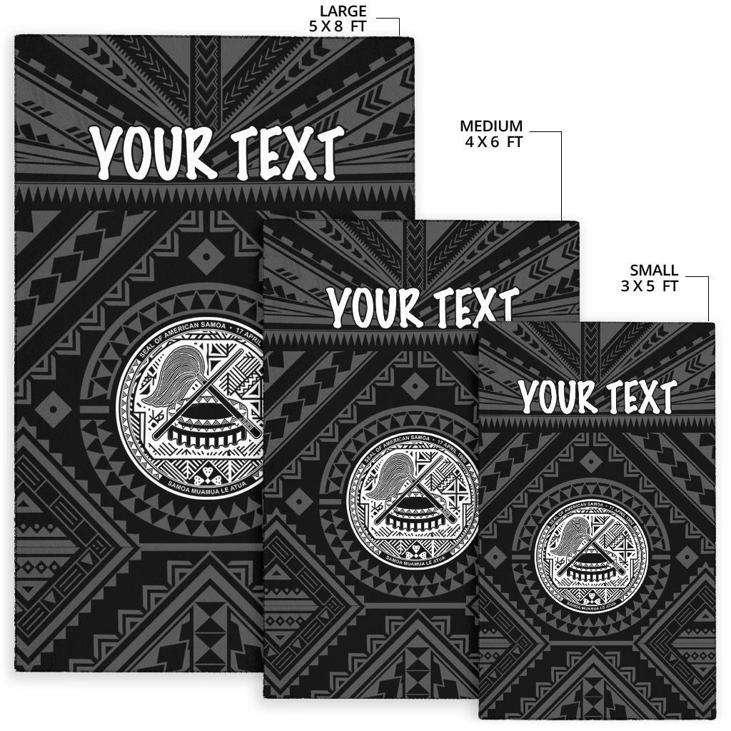 American Samoa Personalised Area Rug - Seal In Polynesian Tattoo Style ( Black) - Polynesian Pride