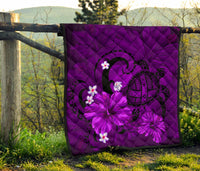 Hawaii Turtle Poly Tribal Purple Premium Quilt - Polynesian Pride
