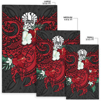 Tahiti Polynesian Area Rug - Hibiscus and Sea Turtle (Red) - Polynesian Pride