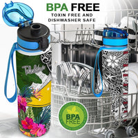 Tokelau Hydro Tracking Bottle White - Turtle Plumeria Banana Leaf - Polynesian Pride
