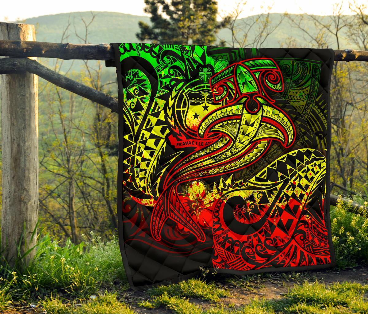 Samoa Premium Quilt - Reggae Shark Polynesian Tattoo - Polynesian Pride