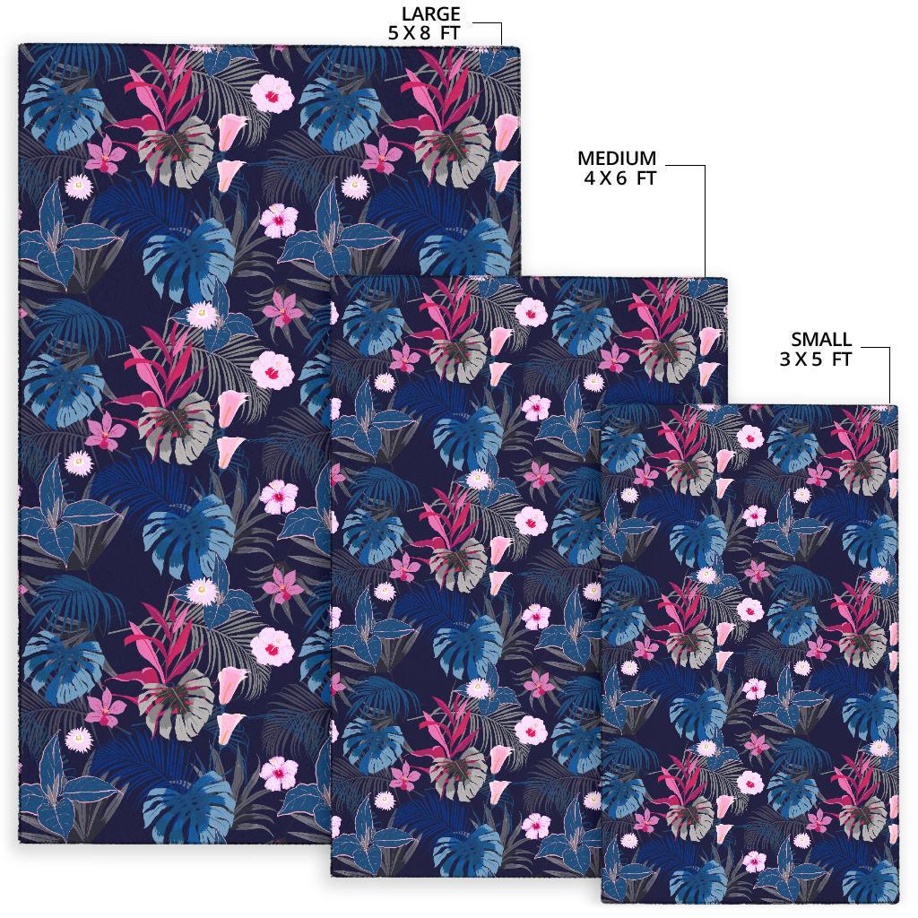 Tropical Palm Tree And Flower Rug - Polynesian Pride