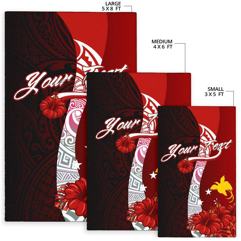 Papua New Guinea Polynesian Custom personalised Area Rug - Coat Of Arm With Hibiscus - Polynesian Pride