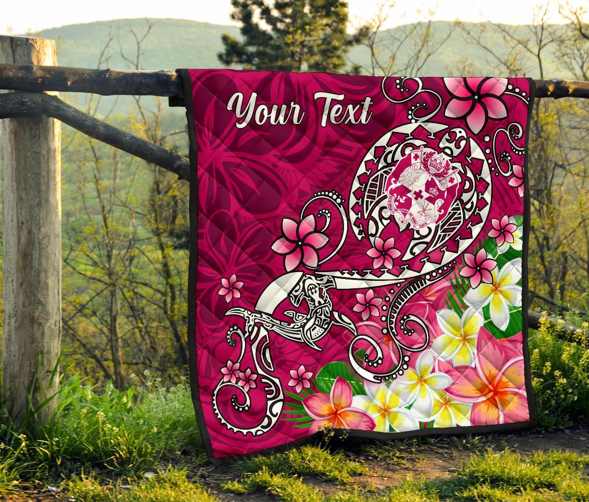 Tonga Custom Personalised Premium Quilt - Turtle Plumeria (Pink) - Polynesian Pride