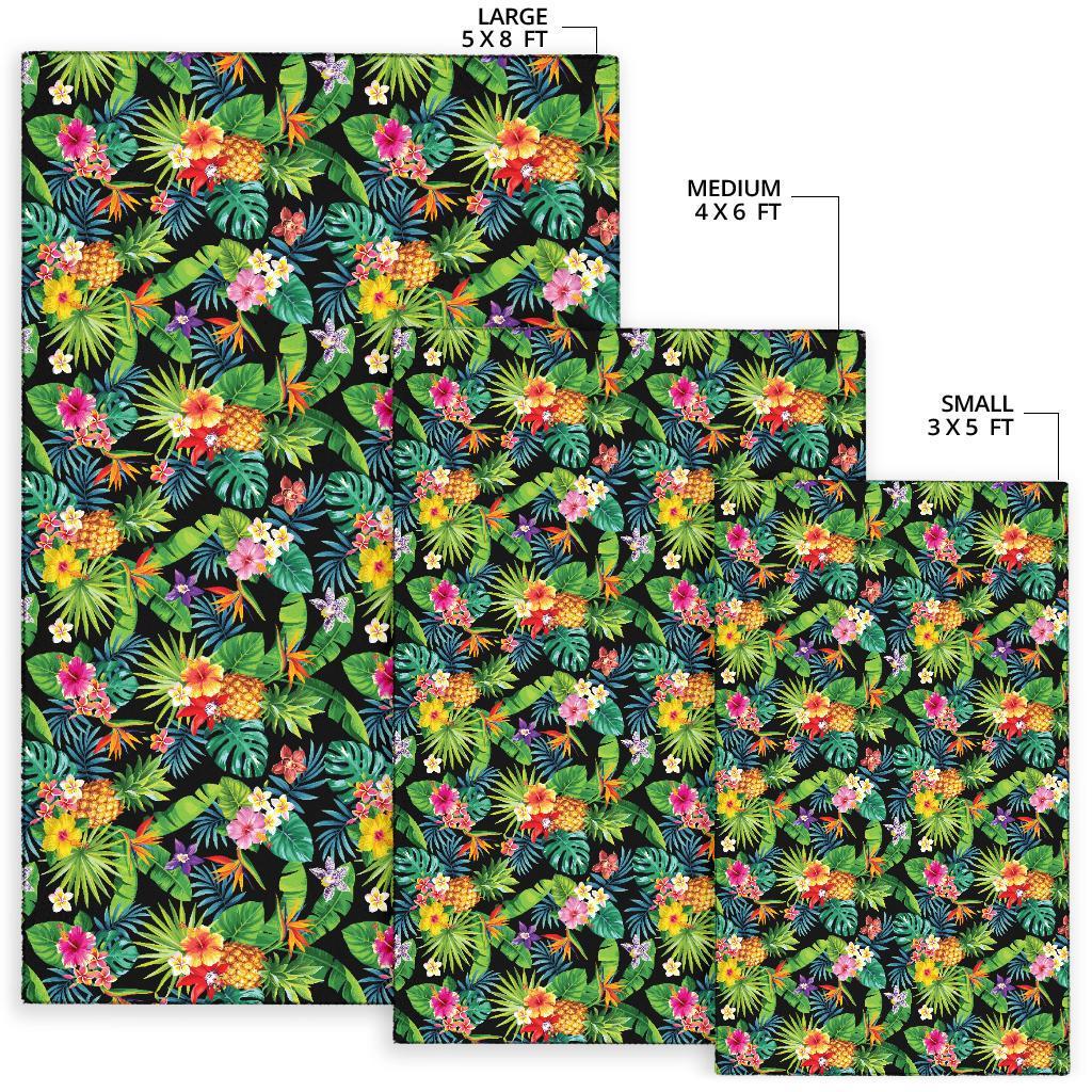 Tropical Pattern With Pineapples, Palm Leaves And Flowers. Rug - Polynesian Pride