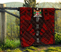 Fiji Premium Quilt - Fiji Coat Of Arms Polynesian Red Tattoo - Polynesian Pride