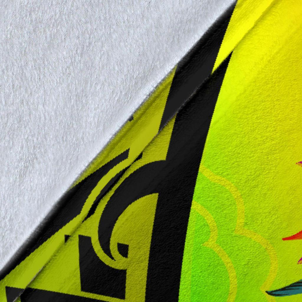 American Samoa Premium Blanket - Polynesian Hook And Hibiscus (Raggae) - Polynesian Pride