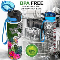 Marshall Islands Hydro Tracking Bottle White - Turtle Plumeria Banana Leaf - Polynesian Pride