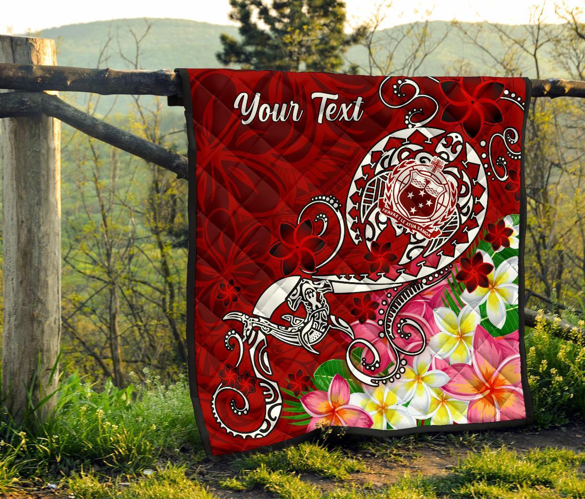 Samoa Custom Personalised Premium Quilt - Turtle Plumeria (Red) - Polynesian Pride