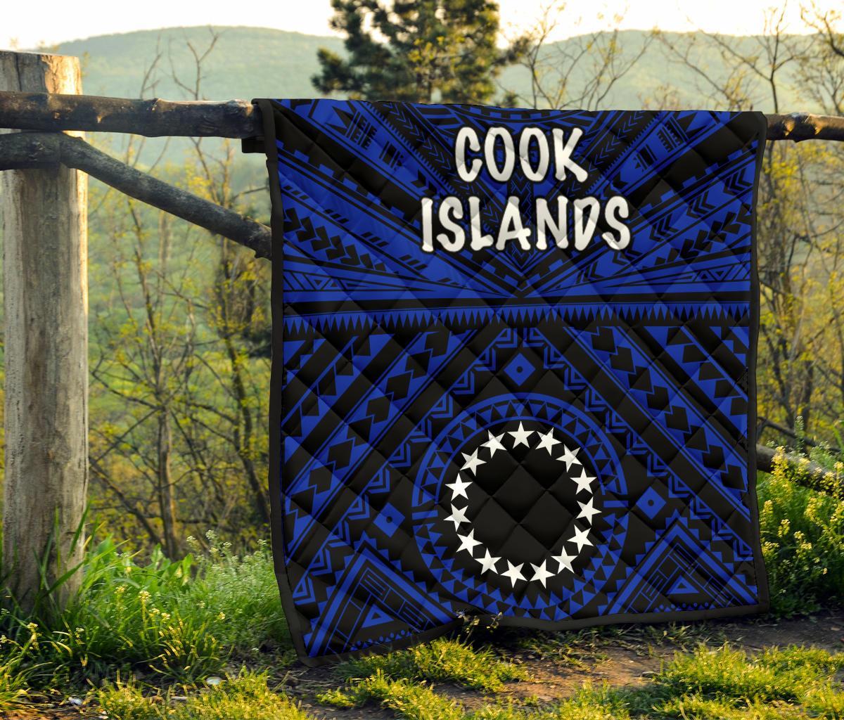 Cook Island Premium Quilt - Seal With Polynesian Tattoo Style ( Blue) - Polynesian Pride