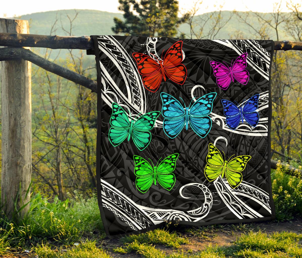 Hawaii Polynesian Butterflies Premium Quilt - Polynesian Pride