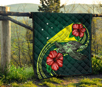 Tokelau Polynesian Premium Quilt - Green Turtle Hibiscus - Polynesian Pride