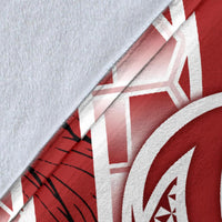 Polynesian Hawaii Kanaka Maoli Premium Blanket - Summer Plumeria (Red) - Polynesian Pride