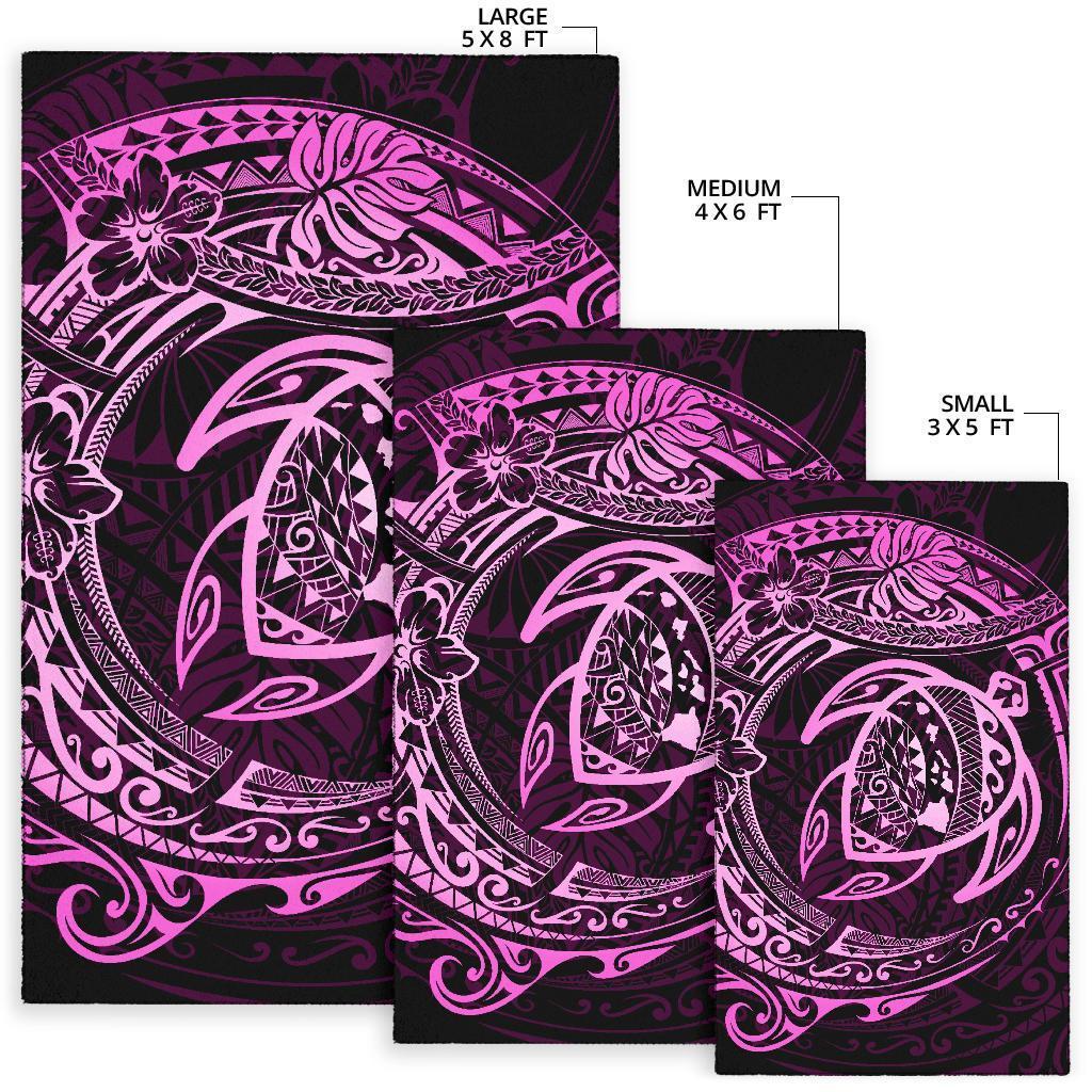 Hawaiian Map Turtle Polynesian Circle Rug AH - Polynesian Pride