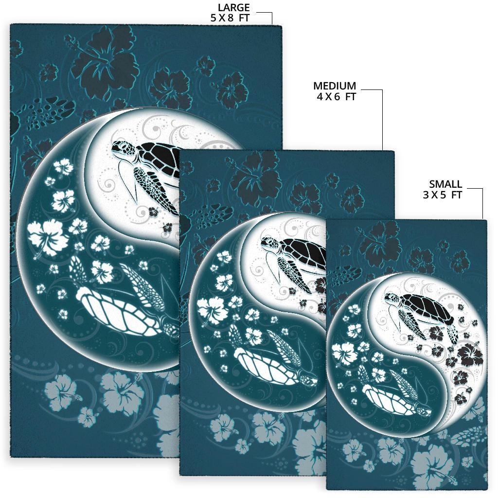 Yinyang Turtle Hibiscus Area Rug AH - Polynesian Pride