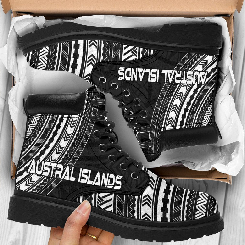 Austral Islands Leather Boots - Polynesian Black Chief Version - Polynesian Pride