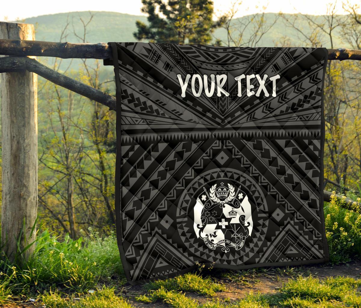 Tonga Personalised Premium Quilt - Tonga Seal With Polynesian Tattoo Style (Black) - Polynesian Pride
