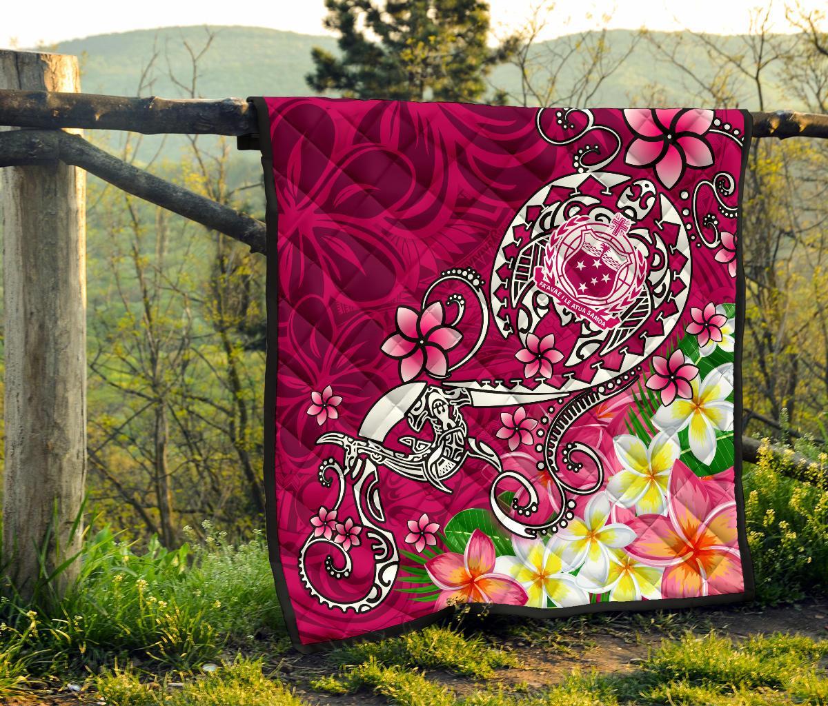 Samoa Premium Quilt - Turtle Plumeria (Pink) - Polynesian Pride