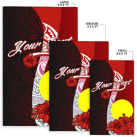 Palau Polynesian Custom Personalised Area Rug - Coat Of Arm With Hibiscus - Polynesian Pride