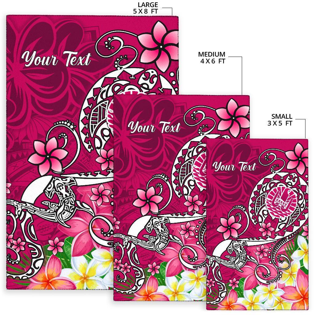 Tahiti Custom Personalised Area Rug - Turtle Plumeria (Pink) - Polynesian Pride