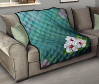 White Hibiscus Premium Quilt - Polynesian Pride