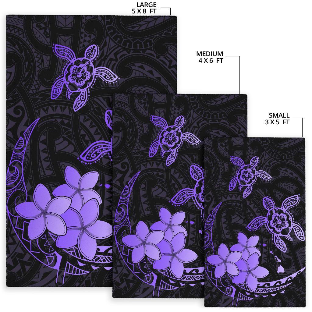 Hawaii Polynesian Turtle Plumeria Rug - Pog Style Purple - Polynesian Pride