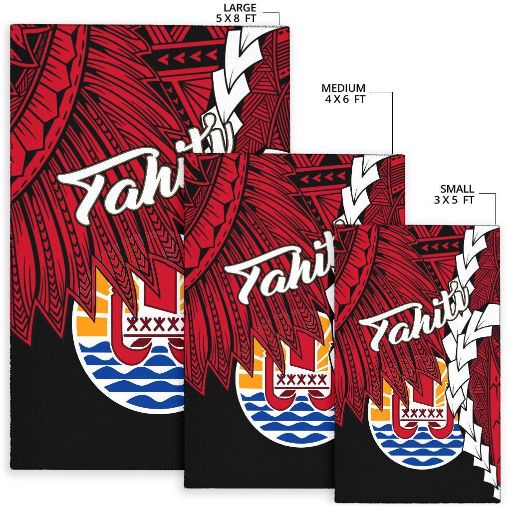 Tahiti Polynesian Are Rug - Tribal Wave Tattoo Flag Style - Polynesian Pride