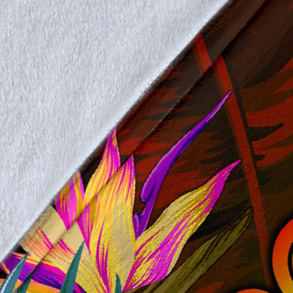 Pohnpei Polynesian Premium Blanket - Hibiscus and Banana Leaves - Polynesian Pride