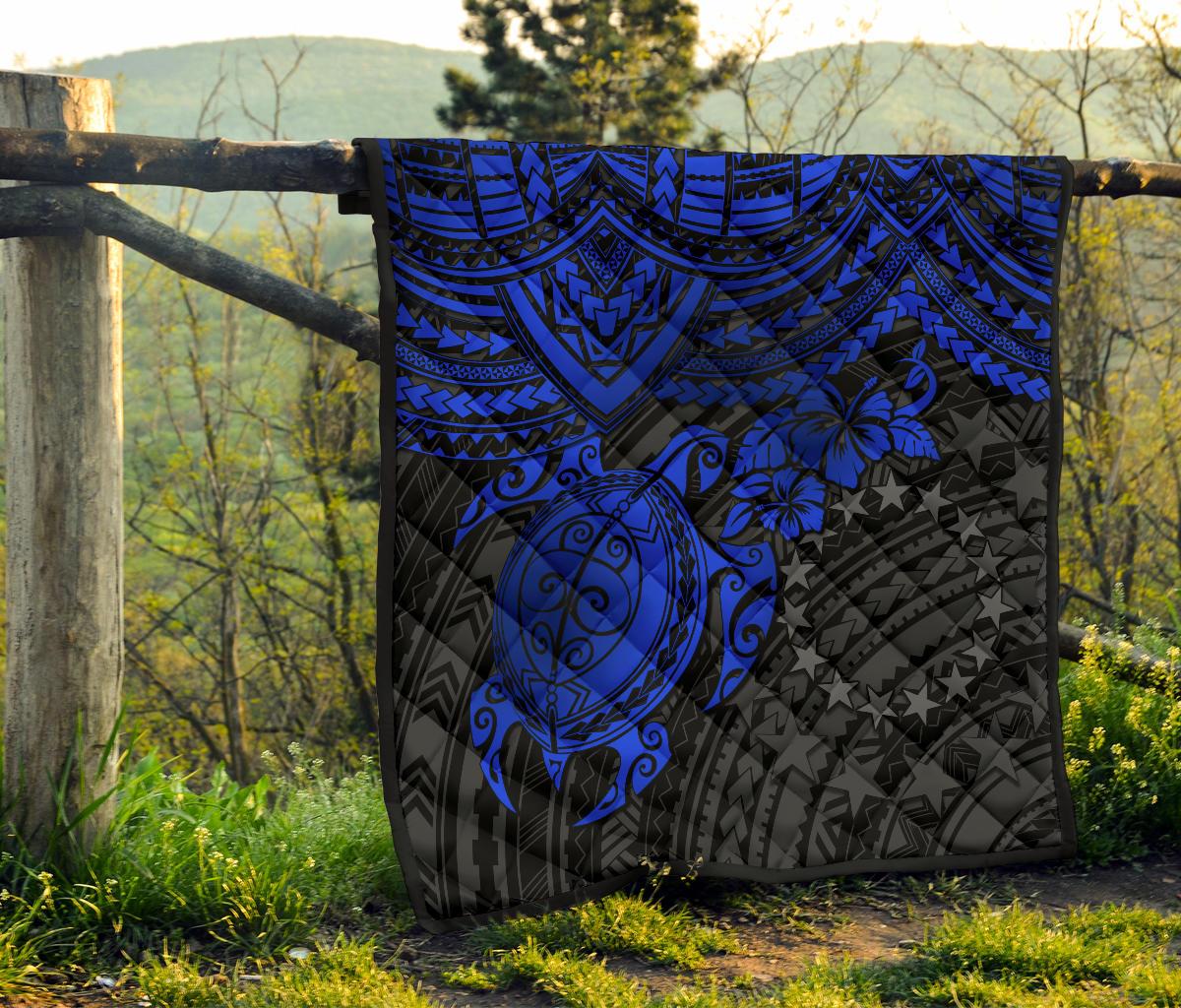 Cook Islands Polynesian Premium Quilt - Blue Turtle - Polynesian Pride
